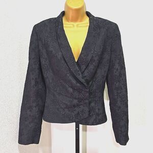 Luxe Brocade Tapestry Jacket Sz 6 Black Old Money Victorian Elegant Quiet Luxury